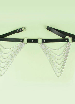 Eleganter Schwarzer Lederkettengürtel - Verführung in Einheitsgröße - Gürtel-Harness