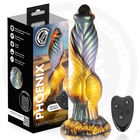 Epic cybersilicock irisförmiger phönix dildo mit irisierendem federmuster und strukturierte oberfläche inspired by griechische mythologie