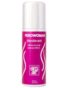 Ferowoman intim deodorant spray 75 ml von eros art in lebhaftem pink mit weißen wellenlinien und silbernem deckel