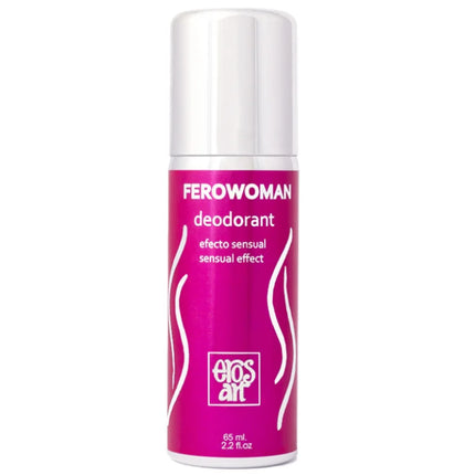 Ferowoman intim deodorant spray 75 ml von eros art in lebhaftem pink mit weißen wellenlinien und silbernem deckel