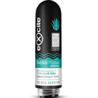 Schwarze und türkisfarbene zylindrische flasche excite bodylub massage original mit aloe vera aus vera de cultivo 200 ml