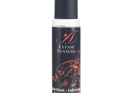 Schwarze rollerballflasche extase sensuel mit klarem glas und schwarzem deckel für erdbeer reiseschmiermittel 35 ml