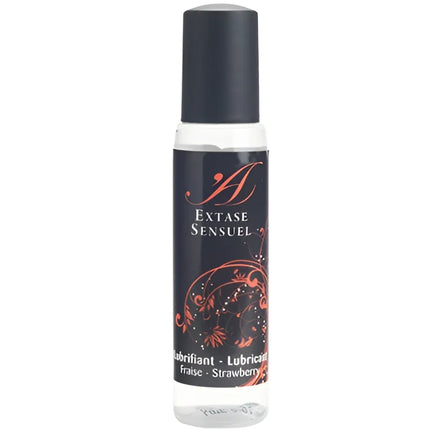 Schwarze rollerballflasche extase sensuel mit klarem glas und schwarzem deckel für erdbeer reiseschmiermittel 35 ml