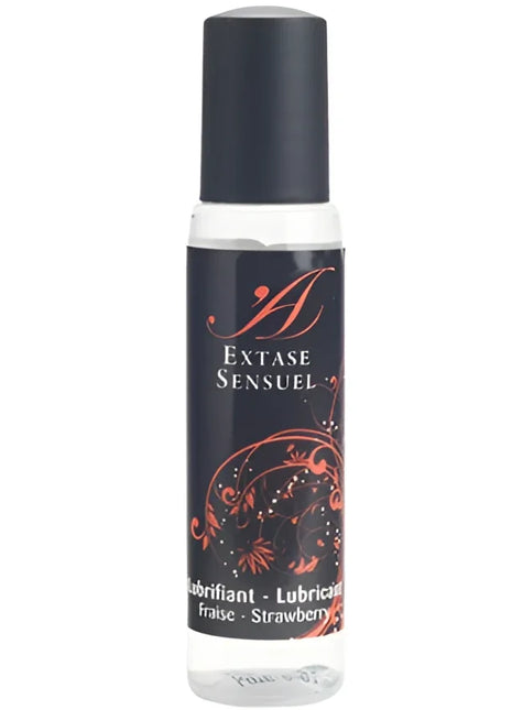 Schwarze rollerballflasche extase sensuel mit klarem glas und schwarzem deckel für erdbeer reiseschmiermittel 35 ml