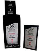 Schwarze taschen mit silberner und roter extase sensuel pocket man retard schrift für 10 ml männliches verzögerungsmittel