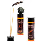 Schwarzer diffuser in blumenform mit mango duftendem heißöl nachfüllung und passenden schilfrohren extase sensual 100 ml