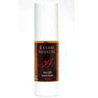 Ein elegantes weißes zylindrisches 30 ml fläschchen extase sensuel mango stimulierendes öl mit dunkelgoldenem etikett