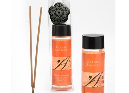 Schwarze blumenförmige reed diffuser basis mit holzstäbchen und dekorativem kappe für extase sensual massageöl