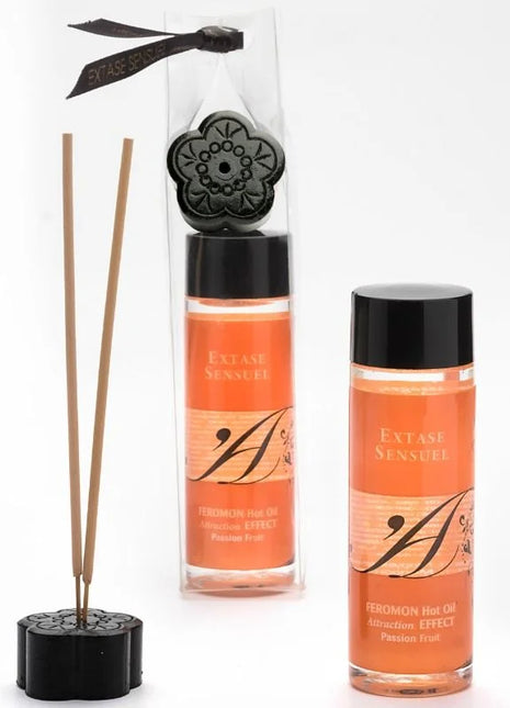 Schwarze blumenförmige reed diffuser basis mit holzstäbchen und dekorativem kappe für extase sensual massageöl