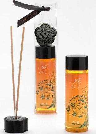 Schwarzer diffuser-stäbchenhalter in blumenform mit passendem deckel und dekorativem band für extase sensual öl