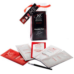 Extase sensual set massage und mich mit rot schwarzem verpacktem schokoladenfarbenen set und aromatisierten sachets