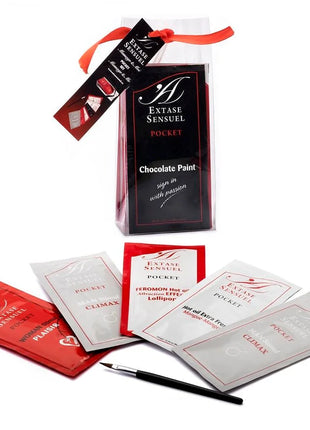 Extase sensual set massage und mich mit rot schwarzem verpacktem schokoladenfarbenen set und aromatisierten sachets