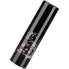 Schwarze zylindrische flasche mit silbernem ornamentetikett und extase sensuel branding für stimulierendes schokoladen-orangen reiseöl 35 ml