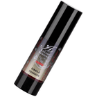 Schwarze zylindrische flasche mit glänzendem finish und rotem silbernem etikett extase sensual unisex stimulans oral passion lubricant