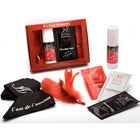 Rot und schwarzes extase sensuel voyage sensuel truhe erwachsenen set mit schokolade, heißem öl, federaccessoire und markenverpackung