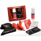 Rot und schwarzes extase sensuel voyage sensuel truhe erwachsenen set mit schokolade, heißem öl, federaccessoire und markenverpackung