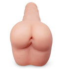 Ein realistischer, hautfarbener silikon analplug mit konischer form aus dem produkt extreme toyz penis- und arsch-masturbator in einem