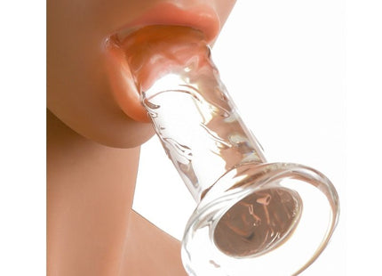 Klarer glas dildo mit geriffeltem schacht und abgerundetem fuß von extreme toyz pipedream extreme fantasy dolls carmen puppe 165 cm