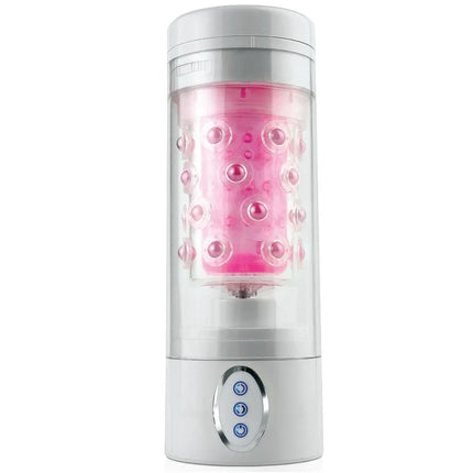 Extremetoyz roto bator männlicher masturbator vagina mit transparentem zylindrischem wasserionisator und pinken kreisförmigen elementen