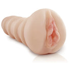 Beige silikon analplug mit strukturierten rillen und realistischem inneren design von extreme toyz vagina-masturbator