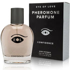 Ein eleganter transparenter glasparfümflakon eye of love eol pheromone parfum deluxe 50 ml mit schwarzem deckel