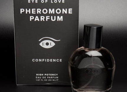 Schwarze glasflasche eol pheromone parfum deluxe 50 ml mit rundem design und schwarzem deckel für selbstbewusstsein