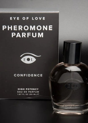 Schwarze glasflasche eol pheromone parfum deluxe 50 ml mit rundem design und schwarzem deckel für selbstbewusstsein