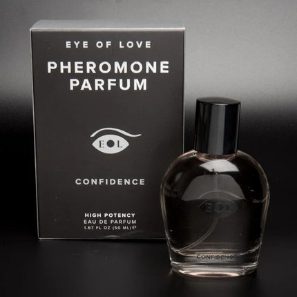 Schwarze glasflasche eol pheromone parfum deluxe 50 ml mit rundem design und schwarzem deckel für selbstbewusstsein