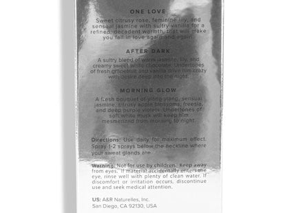 Silberne metallische rechteckige box für eye of love parfumset mit drei 10 ml flakons morning glow one love after dark