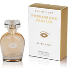 Ein klarer Glasparfümflakon eye of love after dark mit facettiertem Kristallverschluss und goldenen Akzenten