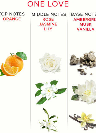 Parfum eye of love deluxe 50 ml mit duftnoten von orange, rose, jasmin lily, ambergris, moschus und vanille