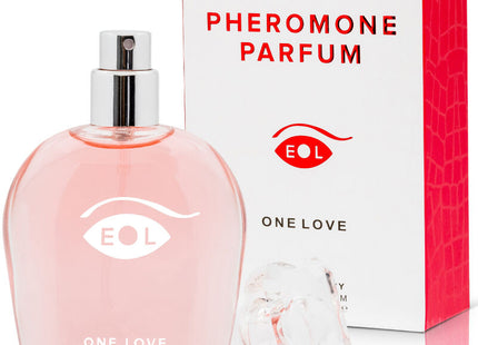 Rosa glasparfümflasche eye of love one love mit silberner sprühdüse und weißem augenlogo 50 ml deluxe
