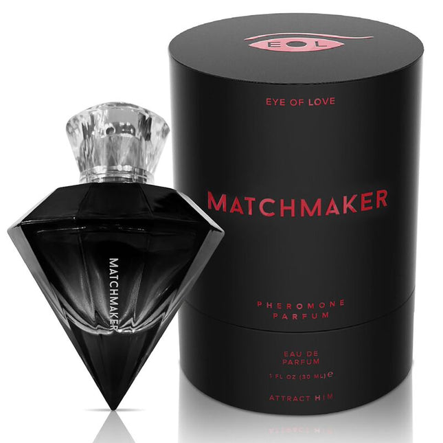Schwarze diamantförmige matchmaker parfumsflasche mit klarem facettiertem kristallverschluss für ihn 30 ml