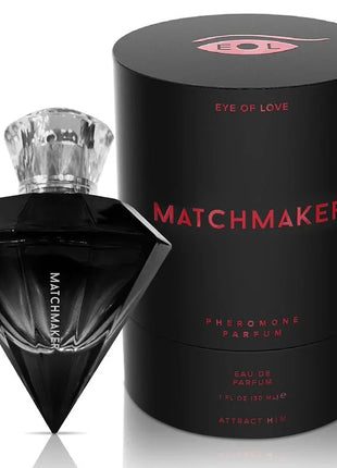 Schwarze diamantförmige matchmaker parfumsflasche mit klarem facettiertem kristallverschluss für ihn 30 ml
