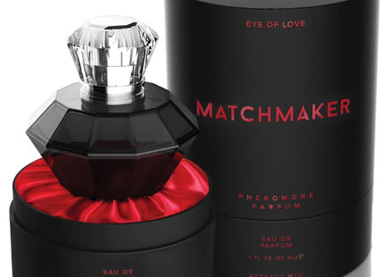 Eye of love matchmaker black diamond parfüm pheromone für ihn 30 ml in schwarzer diamantflasche mit silberkappe im roten satinbox
