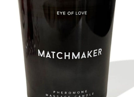 Schwarze glaskerze eye of love matchmaker mit silberdeckel und pheromon-massageduft 150 ml