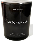 Schwarze glaskerze eye of love matchmaker mit silberdeckel und pheromon-massageduft 150 ml