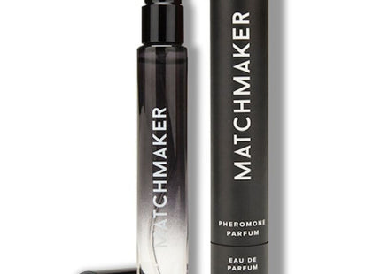 Schwarze und klare Glas-Sprühflasche mit silbernem Farbverlauf labeled matchmaker eye of love Parfüm 10 ml