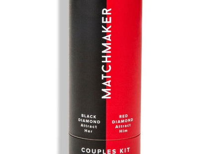 Red und schwarze zylindrische eye of love pheromon parfum tubes im matchmaker 2-teiliges set für paare 20 ml