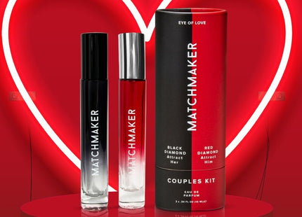 Eye of love matchmaker pheromon 2-teiliges set für paare mit schwarzem und rotem rollerball in minimalistischer verpackung