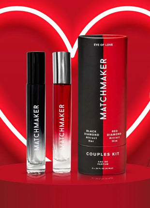 Eye of love matchmaker pheromon 2-teiliges set für paare mit schwarzem und rotem rollerball in minimalistischer verpackung