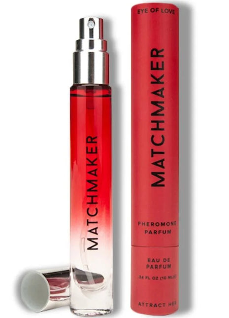 Rote und klare verlaufglas parfümflasche mit silberzerstäuber matchmaker von eye of love für sie 10 ml