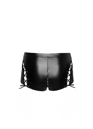 F292 Powerwetlook Shorts mit Schnürrung von Noir Handmade - Panty / Shorty