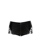 F292 Powerwetlook Shorts mit Schnürrung von Noir Handmade - S / schwarz - Panty / Shorty