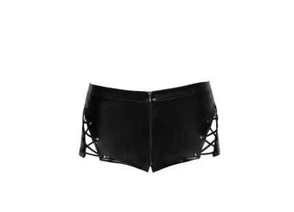 F292 Powerwetlook Shorts mit Schnürrung von Noir Handmade - S / schwarz - Panty / Shorty