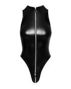 F294 Powerwetlook Bodysuit mit Frontreißverschluss von Noir Handmade - S / schwarz - Body