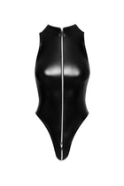 F294 Powerwetlook Bodysuit mit Frontreißverschluss von Noir Handmade - S / schwarz - Body