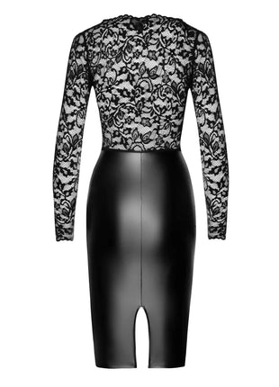 F295 halblanges Wetlook Kleid mit Spitze von Noir Handmade - Kleid