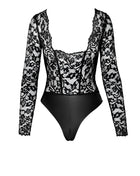 F296 Body aus Spitze/Wetlook von Noir Handmade - S / Black - Bodys