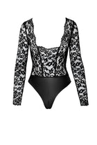 F296 Body aus Spitze/Wetlook von Noir Handmade - S / Black - Bodys